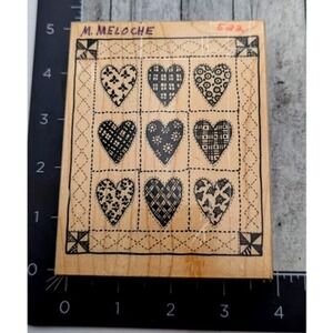 PSX Designs Heart Quilt K1414 Rubber Stamp Wood #D30